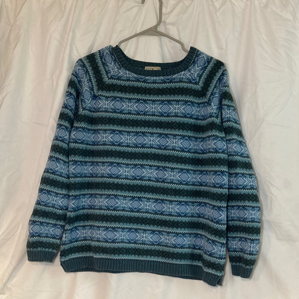 L.L. Bean Fair Isle Cotton Knit Sweater